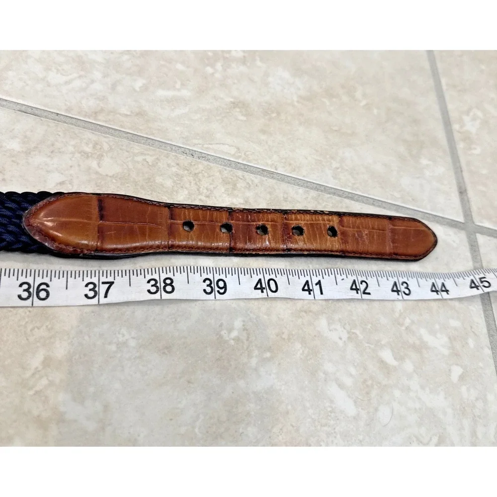 Brighton Men's Braided Adjustable Belt Black Brown Brass Buckle Size 40 Preppy